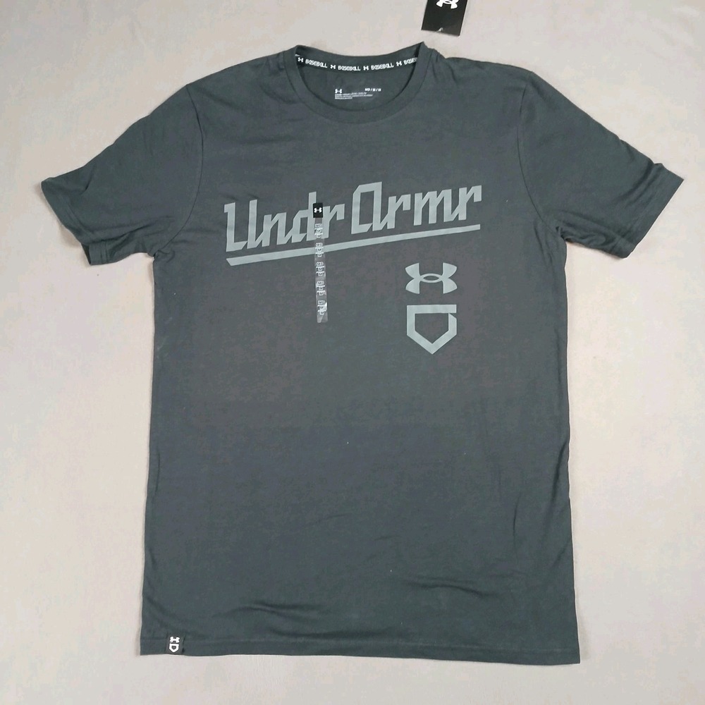 New Under‎ Armour Shirt Men's Size Medium UA Baseball Script Tee TShirt Black